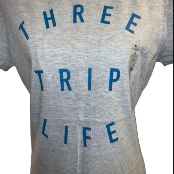 NWT Adidas Women’s Small Grey & Blue ‘Three Stripe Life’ Graphic T-Shirt - Picture 3 of 12